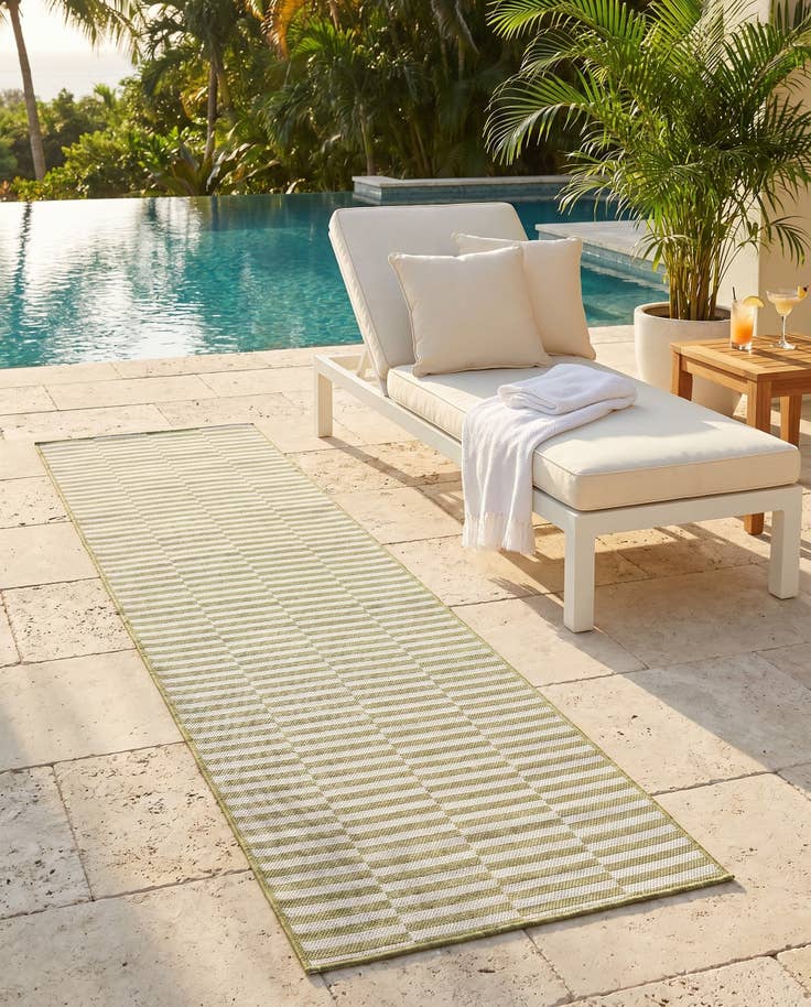 Detail image of 2' 7 x 10' Easy-Clean Striped Indoor / Outdoor Runner Rug