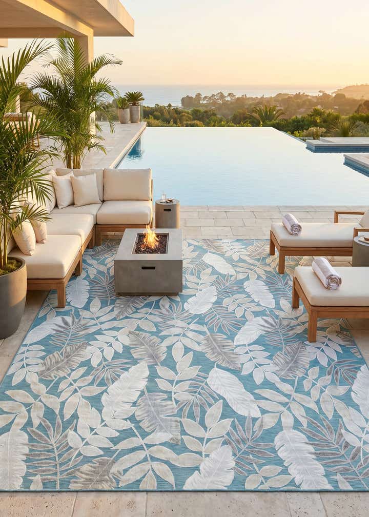 9' 9 x 12' Easy-Clean Botanical Indoor / Outdoor Rug