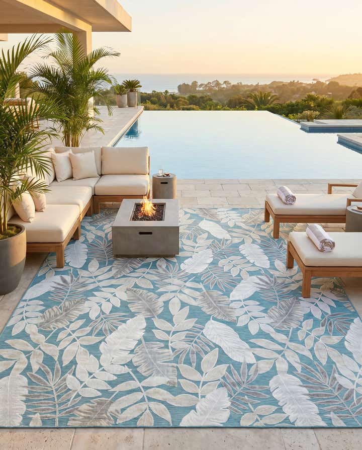 9' 9 x 12' Easy-Clean Botanical Indoor / Outdoor Rug