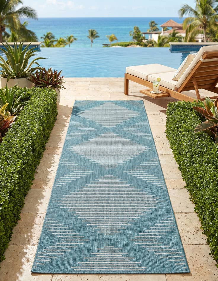 Detail image of 2' x 8' Easy-Clean Modern Indoor / Outdoor Runner Rug