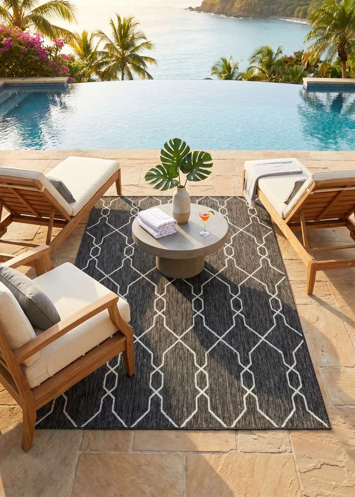 5' 3 x 8' Easy-Clean Trellis Indoor / Outdoor Rug