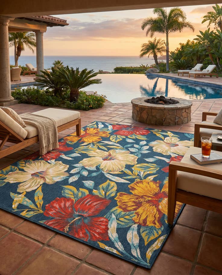 Detail image of 7' 10 x 10' Easy-Clean Coastal Indoor / Outdoor Rug