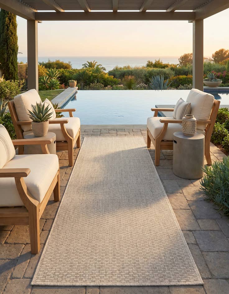 Detail image of 2' x 8' Easy-Clean Solid Indoor / Outdoor Runner Rug