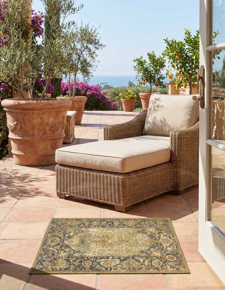 Detail image of 2' x 3' Easy-Clean Traditional Indoor / Outdoor Rug