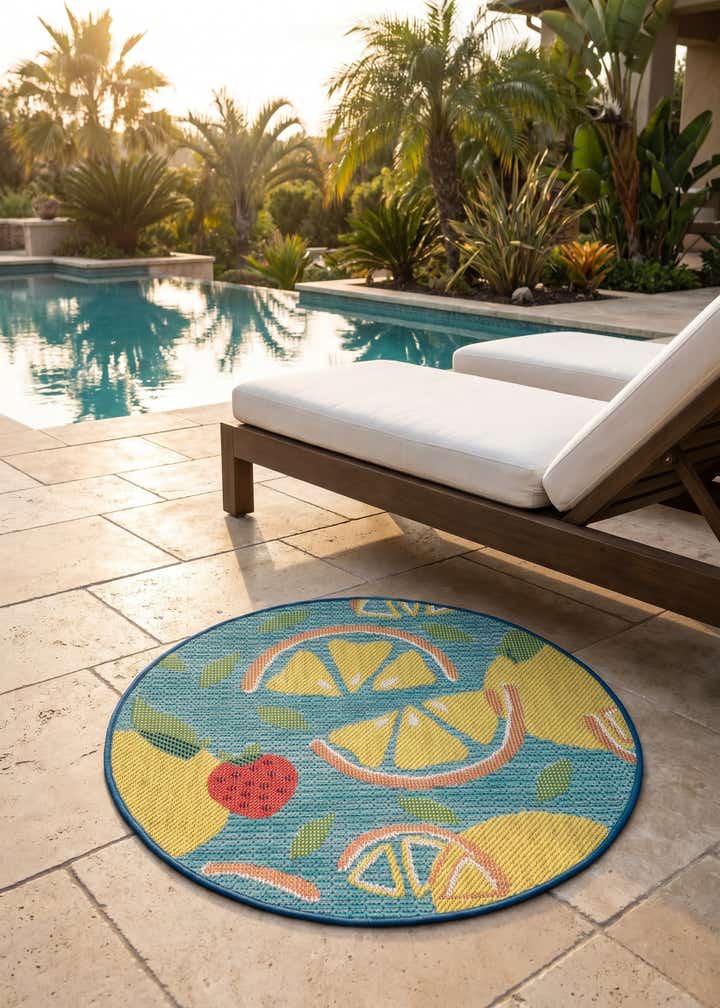 3' 3 x 3' 3 Easy-Clean Baja Indoor / Outdoor Round Rug