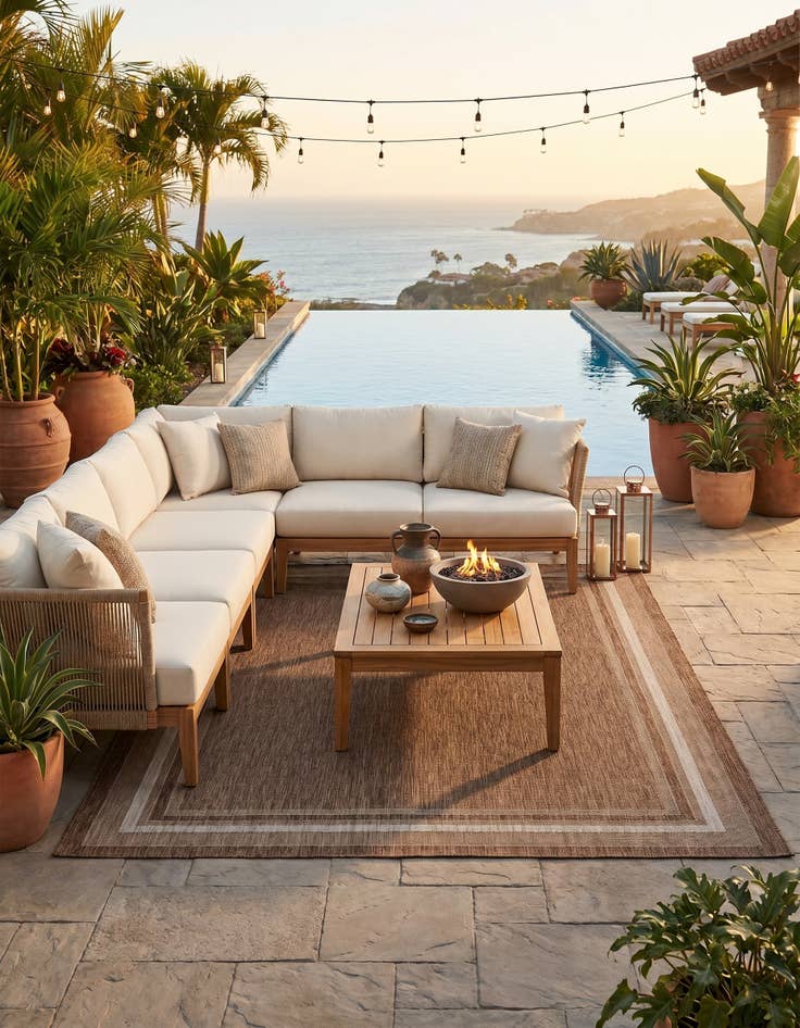 Detail image of 7' x 10' Easy-Clean Border Indoor / Outdoor Rug