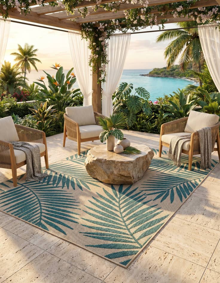 Detail image of 7' x 10' Easy-Clean Botanical Indoor / Outdoor Rug