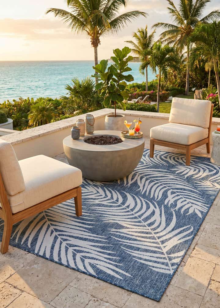 5' 3 x 8' Easy-Clean Botanical Indoor / Outdoor Rug