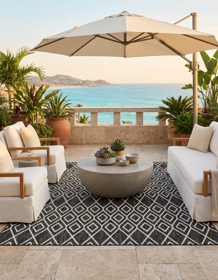 Detail image of 7' 10 x 7' 10 Easy-Clean Jill Zarin Turks and Caicos Indoor / Outdoor Square Rug