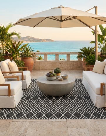 Charcoal Gray Easy-Clean Jill Zarin Turks and Caicos Indoor / Outdoor Square Rug