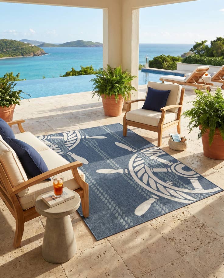 Detail image of 4' x 6' Easy-Clean Coastal Indoor / Outdoor Rug