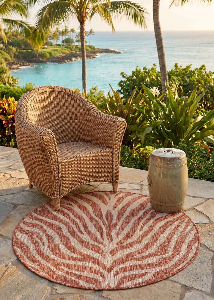 3' x 3' Easy-Clean Safari Indoor / Outdoor Round Rug