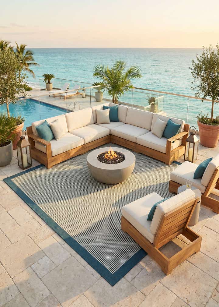 10' x 10' Easy-Clean Border Indoor / Outdoor Square Rug