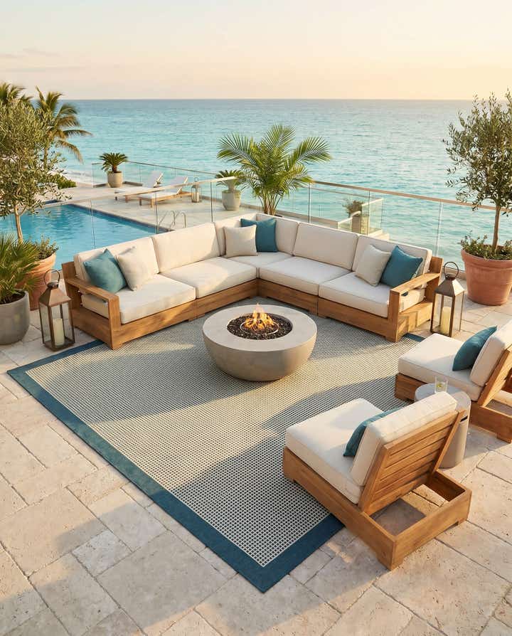 10' x 10' Easy-Clean Border Indoor / Outdoor Square Rug