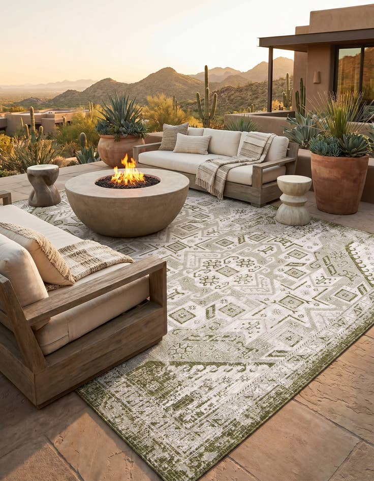 Detail image of 9' x 12' Easy-Clean Aztec Indoor / Outdoor Rug