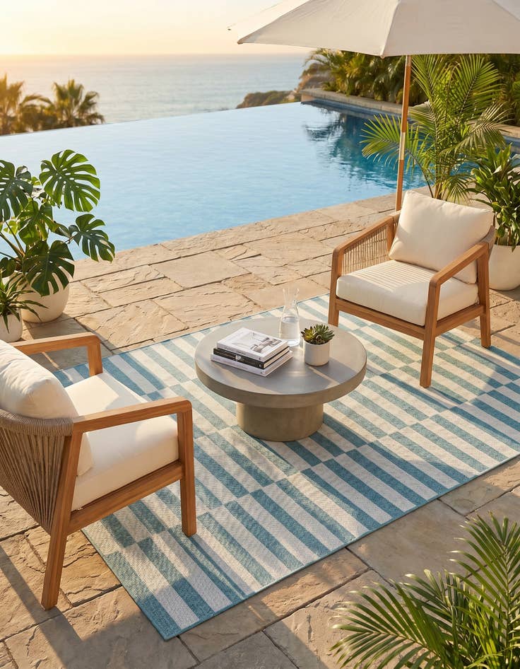 Detail image of 5' 3 x 8' Easy-Clean Ribbon Indoor / Outdoor Rug