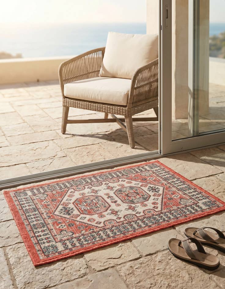 Detail image of 2' x 3' Easy-Clean Traditional Indoor / Outdoor Rug