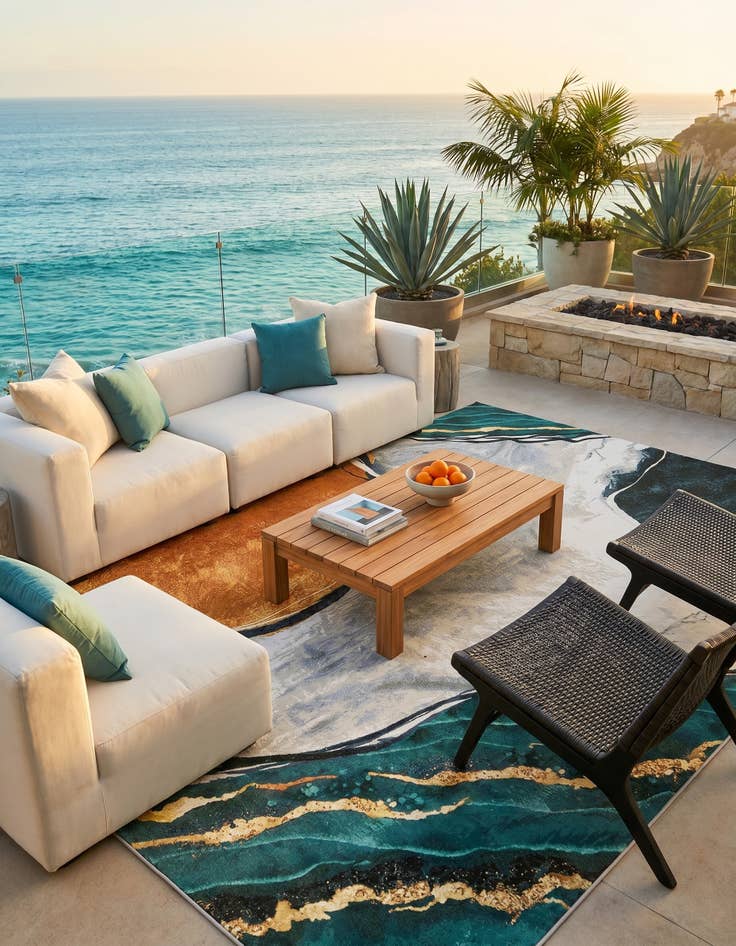 Detail image of 7' 10 x 10' Easy-Clean Modern Indoor / Outdoor Rug