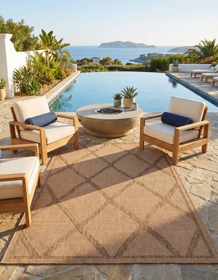 Detail image of 5' x 8' Easy-Clean Trellis Indoor / Outdoor Rug