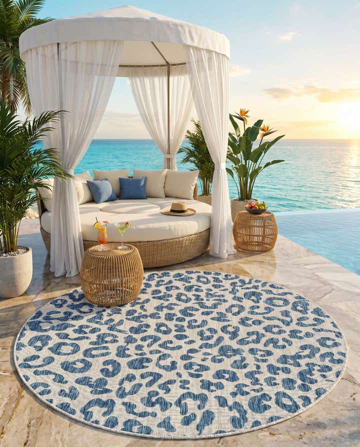 6' x 6' Easy-Clean Safari Indoor / Outdoor Round Rug