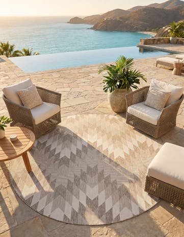 10' x 10' Easy-Clean Modern Indoor / Outdoor Round Rug