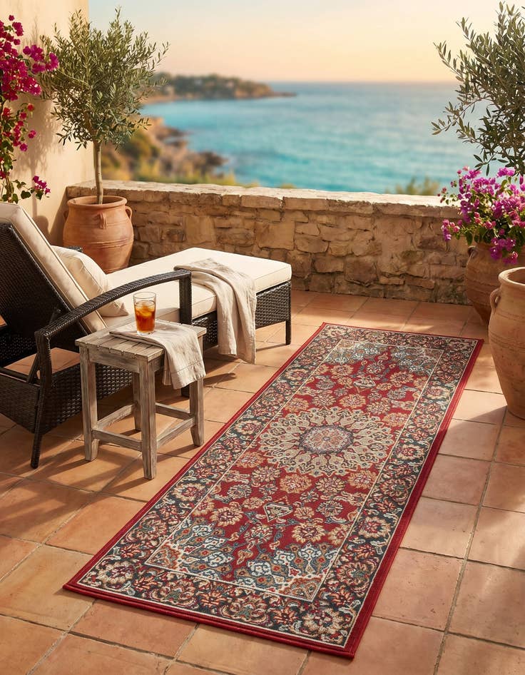 Detail image of 2' x 5' 1 Easy-Clean Traditional Indoor / Outdoor Runner Rug