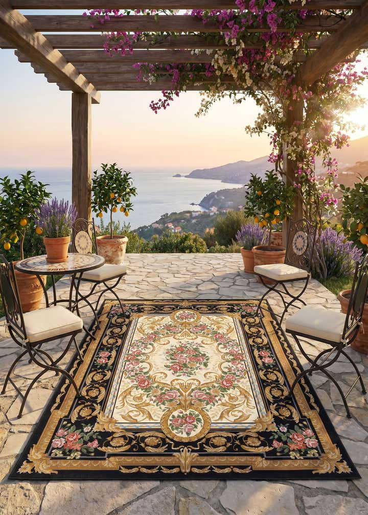 5' x 7' Easy-Clean Traditional Indoor / Outdoor Rug
