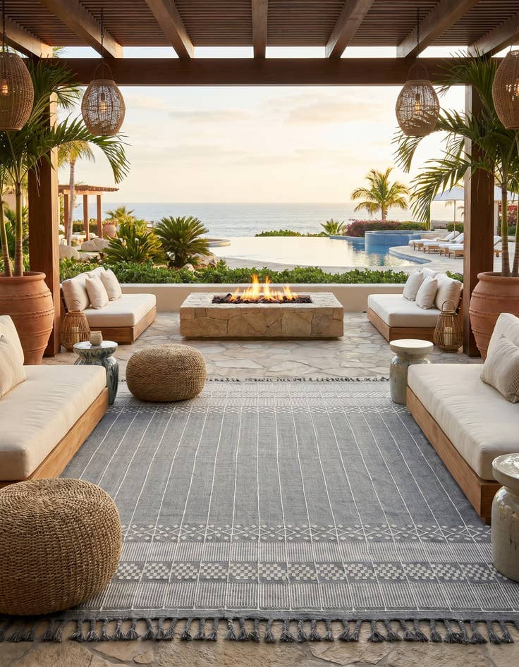 Detail image of 10' x 14' 1 Easy-Clean Eco Bohemian Indoor / Outdoor Rug