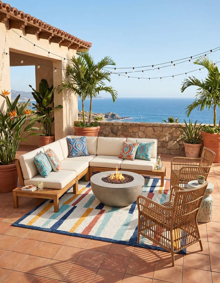 Detail image of 7' 10 x 7' 10 Easy-Clean Belize Indoor / Outdoor Square Rug