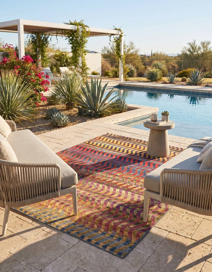 Detail image of 4' x 6' Easy-Clean Modern Indoor / Outdoor Rug