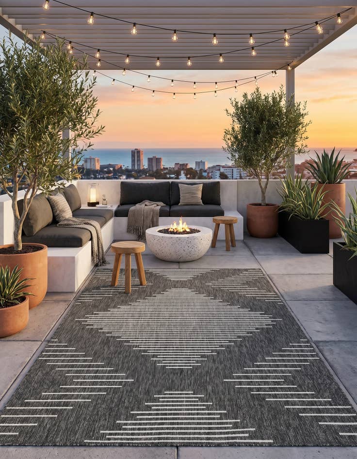Detail image of 5' 3 x 8' Easy-Clean Modern Indoor / Outdoor Rug
