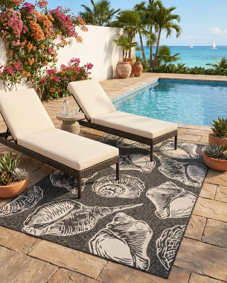 Detail image of 5' 3 x 8' Easy-Clean Coastal Indoor / Outdoor Rug