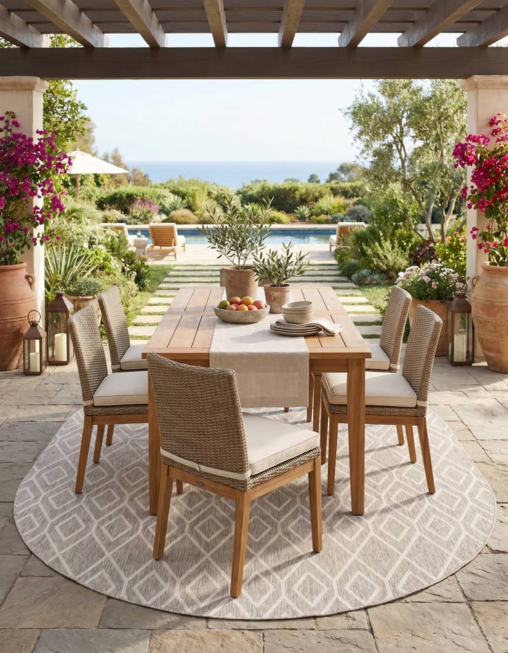 Detail image of 7' 10 x 10' Easy-Clean Jill Zarin Turks and Caicos Indoor / Outdoor Oval Rug