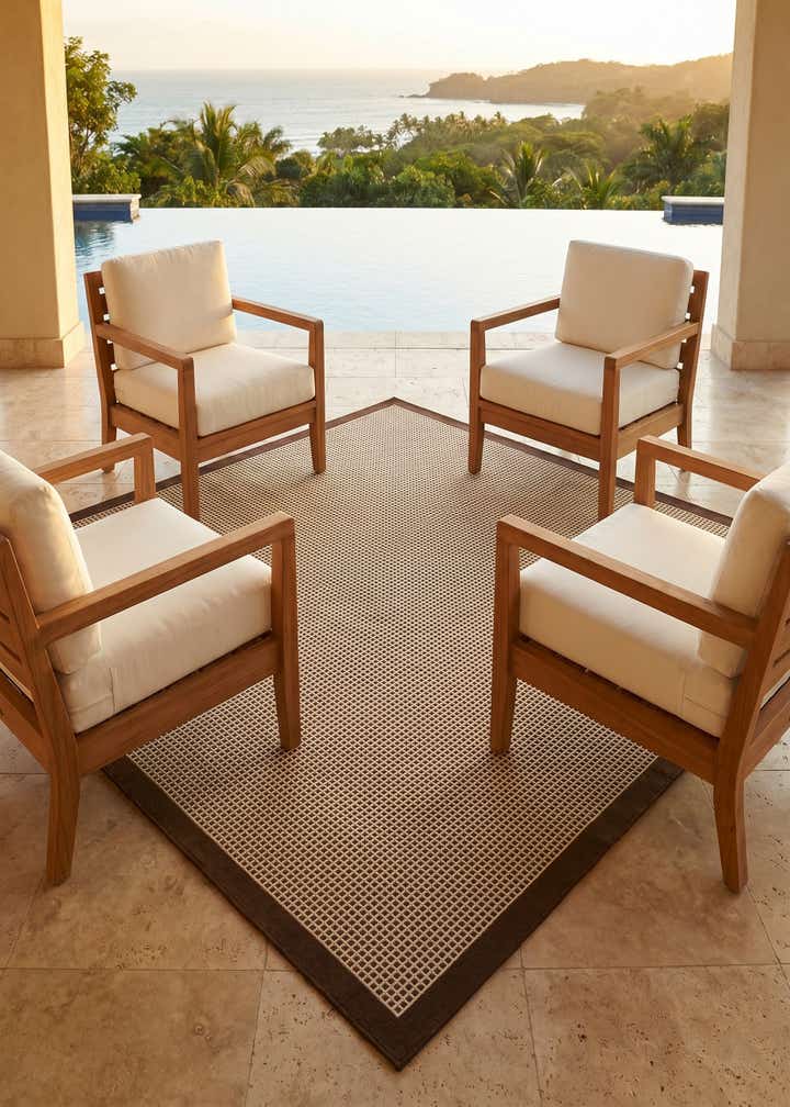 7' 10 x 7' 10 Easy-Clean Border Indoor / Outdoor Square Rug