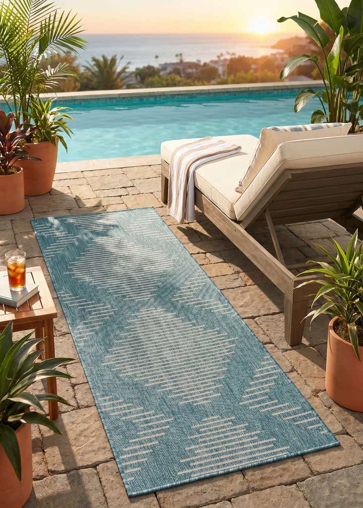 2' x 5' 3 Easy-Clean Modern Indoor / Outdoor Runner Rug