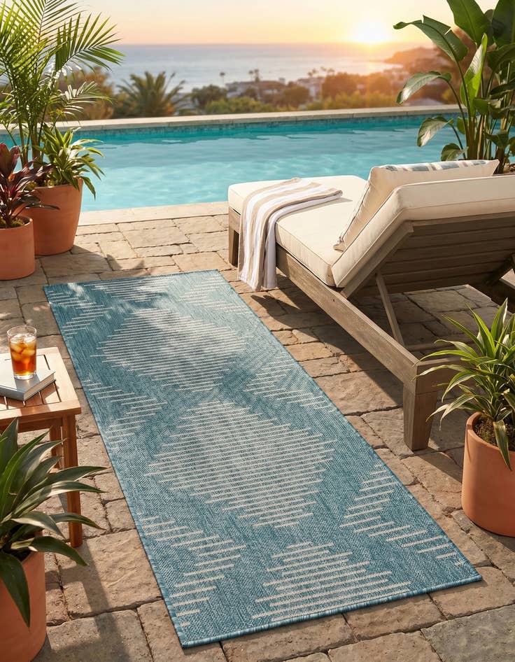 Detail image of 2' x 5' 3 Easy-Clean Modern Indoor / Outdoor Runner Rug