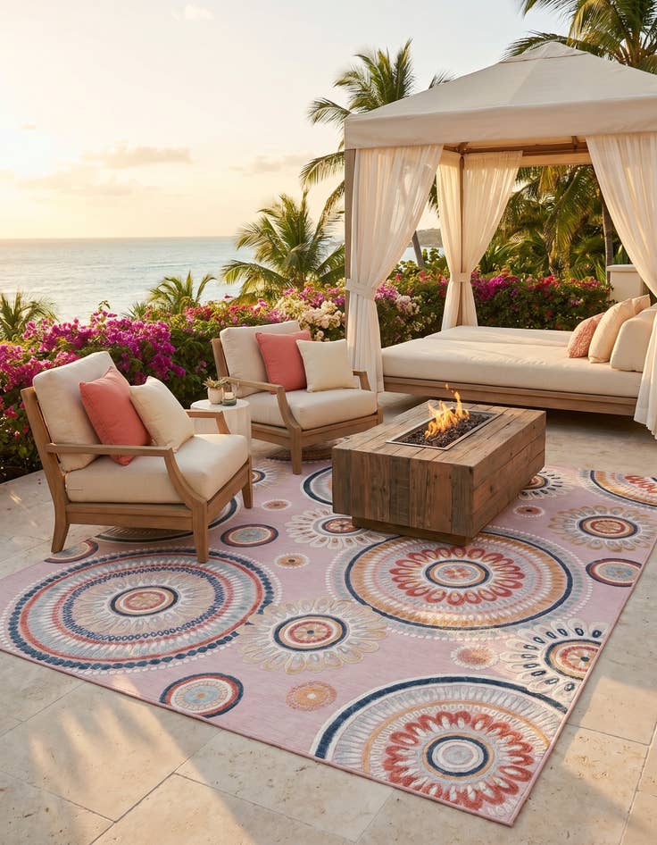Detail image of 9' 9 x 12' Easy-Clean Botanical Indoor / Outdoor Rug