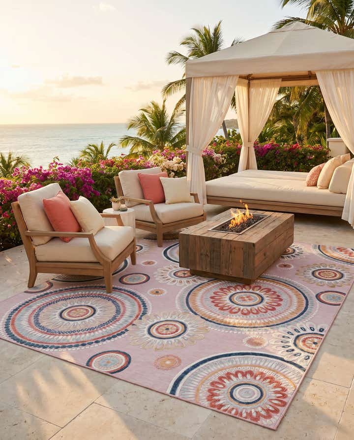 9' 9 x 12' Easy-Clean Botanical Indoor / Outdoor Rug