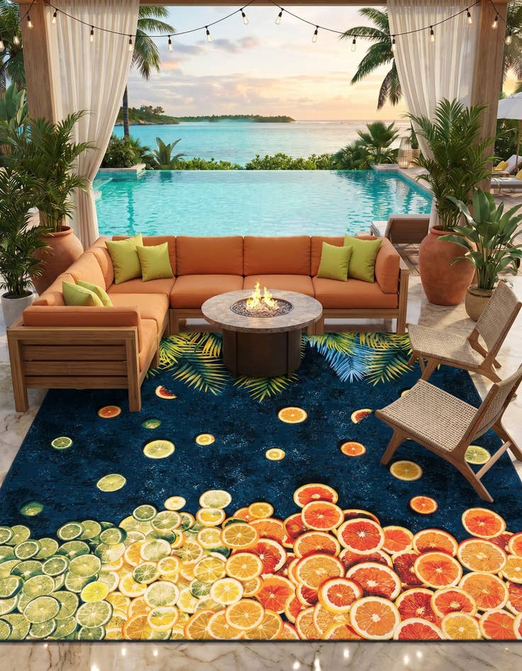 Detail image of 12' x 12' Easy-Clean Coastal Indoor / Outdoor Square Rug