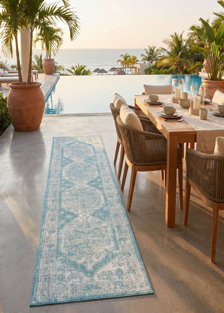 2' 7 x 12' Easy-Clean Traditional Indoor / Outdoor Runner Rug