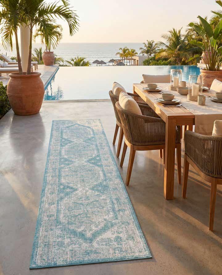 2' 7 x 12' Easy-Clean Traditional Indoor / Outdoor Runner Rug