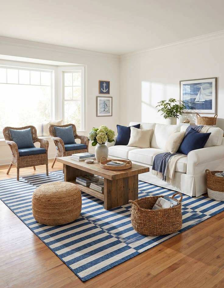 Detail image of 7' 10 x 11' Easy-Clean Ribbon Indoor / Outdoor Rug