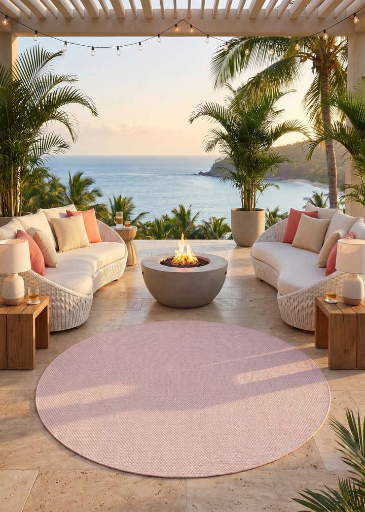 7' 10 x 7' 10 Easy-Clean Solid Indoor / Outdoor Round Rug
