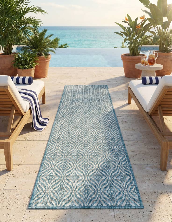 Detail image of 2' x 6' Easy-Clean Trellis Indoor / Outdoor Runner Rug