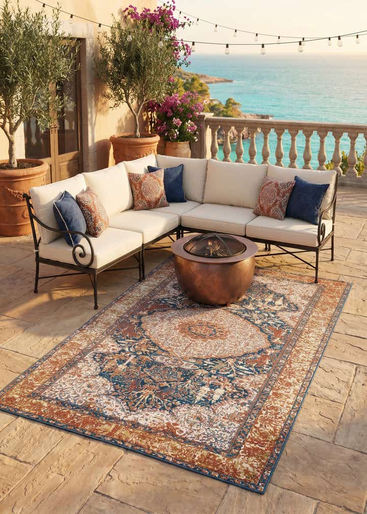 6' x 9' Easy-Clean Traditional Indoor / Outdoor Rug
