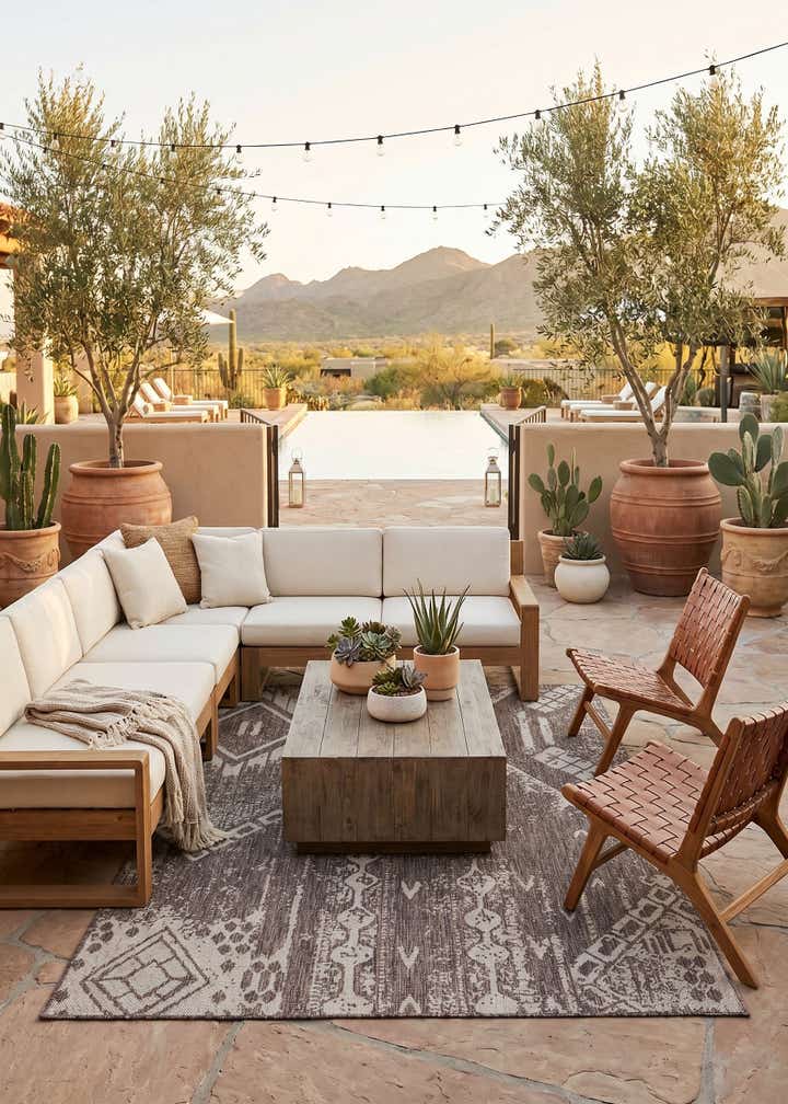 6' x 9' Easy-Clean Bohemian Indoor / Outdoor Rug