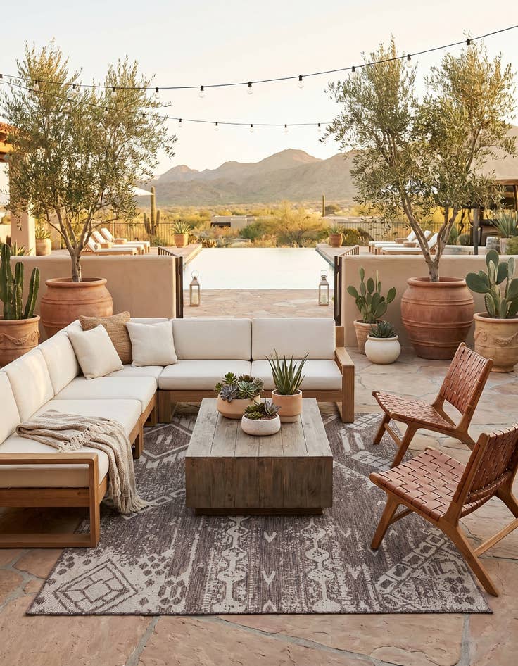 Detail image of 6' x 9' Easy-Clean Bohemian Indoor / Outdoor Rug