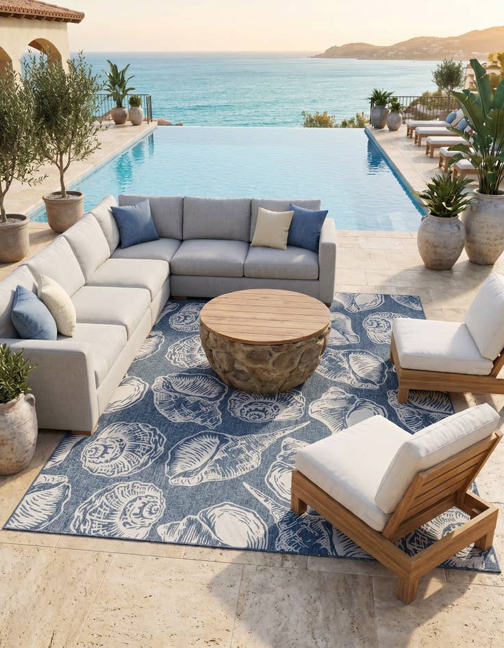 Detail image of 9' x 12' Easy-Clean Coastal Indoor / Outdoor Rug