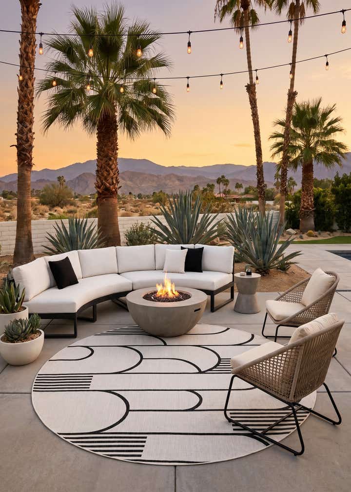 10' x 10' Easy-Clean Modern Indoor / Outdoor Round Rug