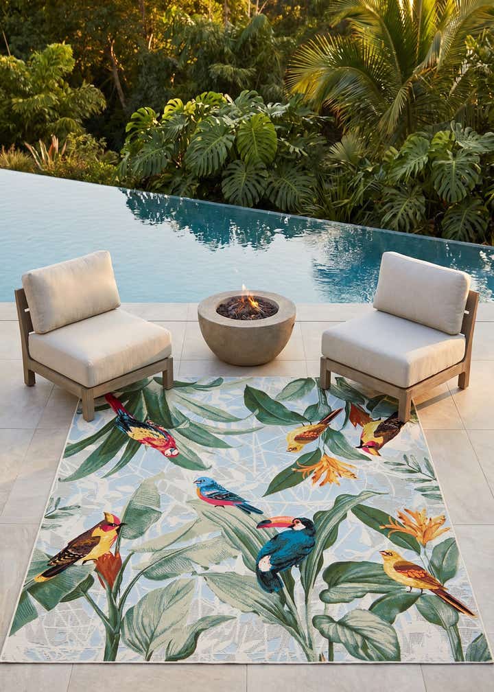 6' x 6' Easy-Clean Botanical Indoor / Outdoor Square Rug